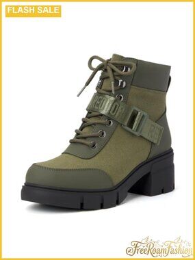 Combat Boots Chunky Lug Sole Lace-Up Ankle Boots with Faux Fur Lining